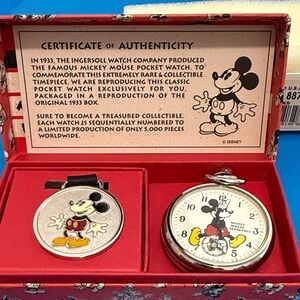 Limited Edition Ingersoll Mickey Mouse pocket watch set.